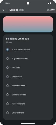 Prima os tons de toque pretendidos para os ouvir.