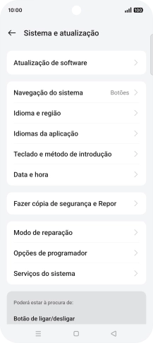 Prima Atualização de software. Se existir uma nova versão de software disponível, será agora indicado no ecrã. Siga as indicações no ecrã para atualizar o software do telefone.