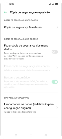 Prima Limpar todos os dados (redefinição para configuração original).
