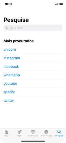 Prima o campo de pesquisa e introduza o nome ou categoria da app pretendida.