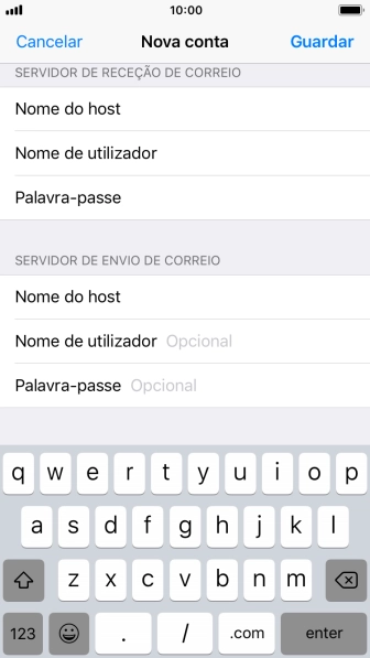 Prima Nome de utilizador e introduza o nome de utilizador da sua conta de e-mail na Vodafone.