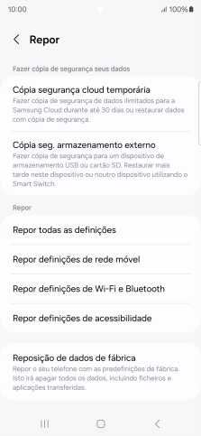 Prima Reposição de dados de fábrica.