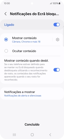 Prima as definições pretendidas para as ativar ou desativar.