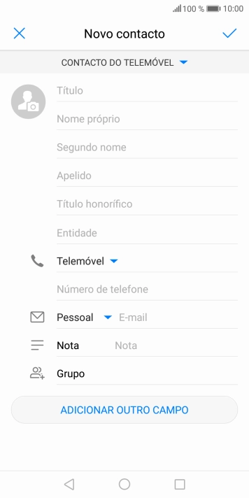 Prima Nome próprio e introduza o nome pretendido.