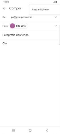 Prima Anexar ficheiro e vá até à pasta pretendida.
