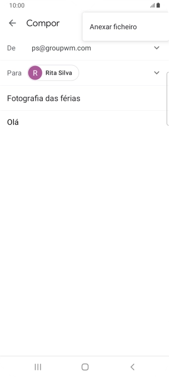 Prima Anexar ficheiro e vá até à pasta pretendida.