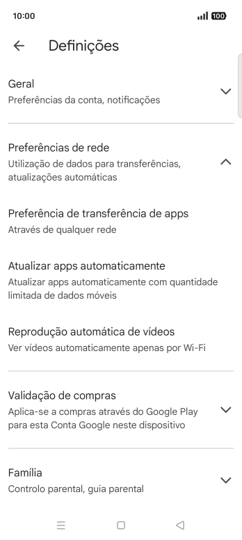 Prima Atualizar apps automaticamente.