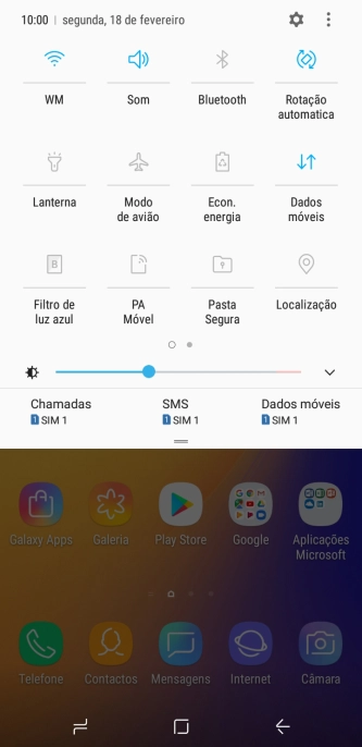 Prima o ícone de dados móveis para ativar ou desativar a função.