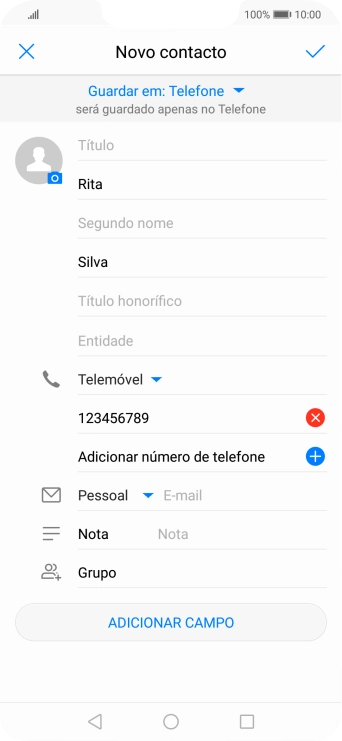 Prima o ícone para guardar.