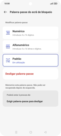 Prima Desligar palavra-passe.