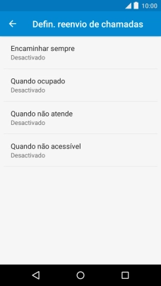 Prima o tipo de desvio pretendido.
