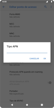 Introduza default e prima OK.