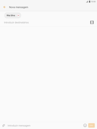 Prima o campo de escrita e escreva o texto da sua mensagem multimédia.