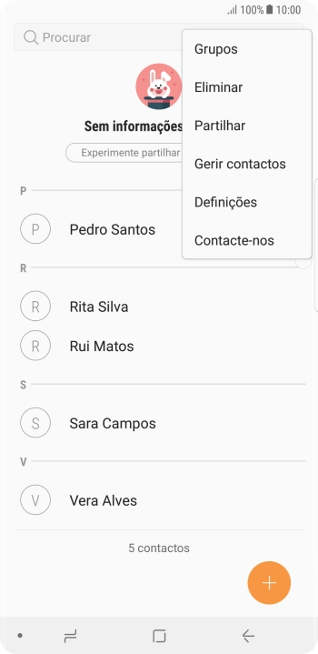 Prima Gerir contactos.