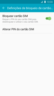 Prima Bloquear cartão SIM para ativar ou desativar a função.