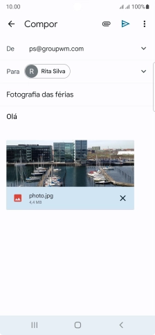 Prima o ícone para enviar quando terminar de escrever o seu e-mail.