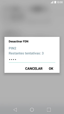 Introduza o código PIN2 e prima OK.