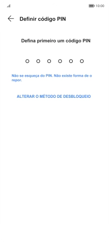 Prima ALTERAR O MÉTODO DE DESBLOQUEIO.