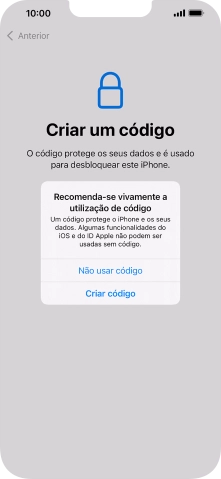 Se desativar a função, prima Não usar código.