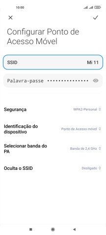 Prima Palavra-passe e introduza a password pretendida.