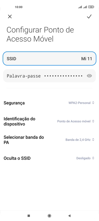 Prima Palavra-passe e introduza a password pretendida.