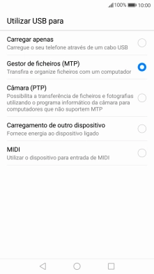 Prima Gestor de ficheiros (MTP).