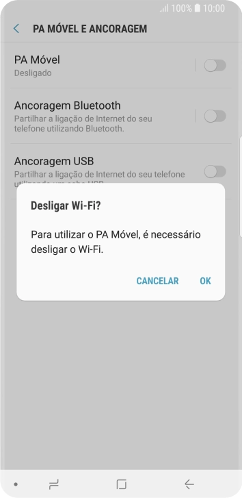 Se o Wi-Fi estiver ativado, prima OK.