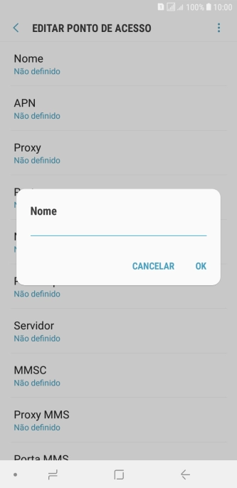Introduza Vodafone Internet e prima OK.