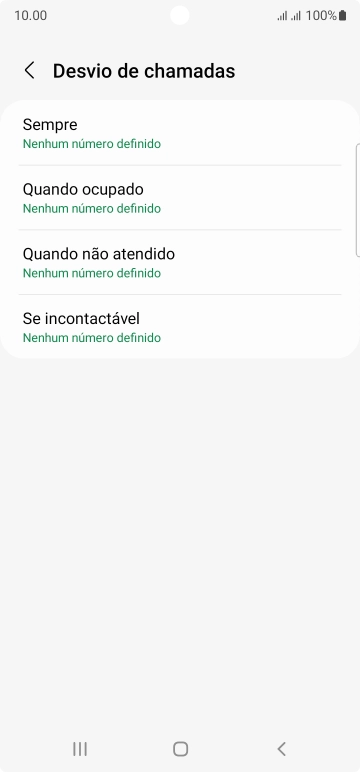 Prima o tipo de desvio pretendido.