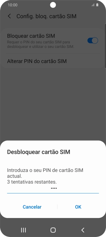 Introduza o seu código PIN e prima OK.