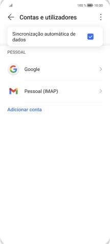 Prima Sincronização automática de dados para ativar ou desativar a função.