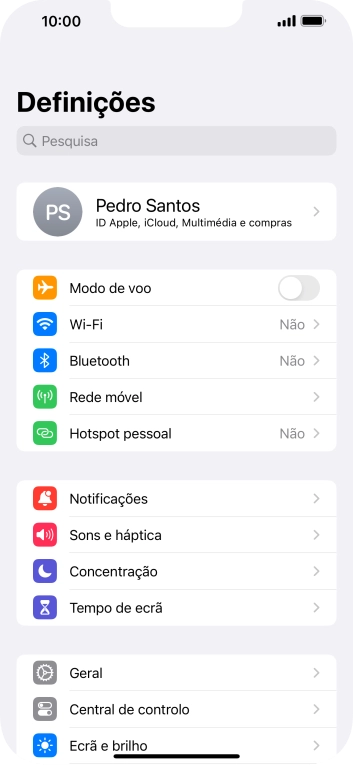 Prima o seu ID Apple.