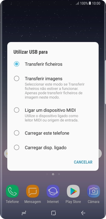 Prima Transferir ficheiros para ativar a função.