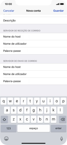 Prima Palavra-passe e introduza a password no servidor de envio do seu fornecedor de e-mail.