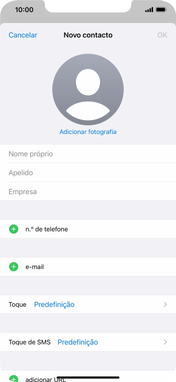 Prima Nome próprio e introduza o nome próprio.