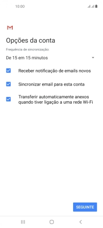 Se o ecrã mostrar esta imagem, a sua conta foi identificada e configurada automaticamente. Siga as indicações no ecrã para introduzir informações adicionais e concluir a configuração.