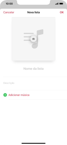 Prima o campo de escrita e introduza o nome da lista de reprodução.