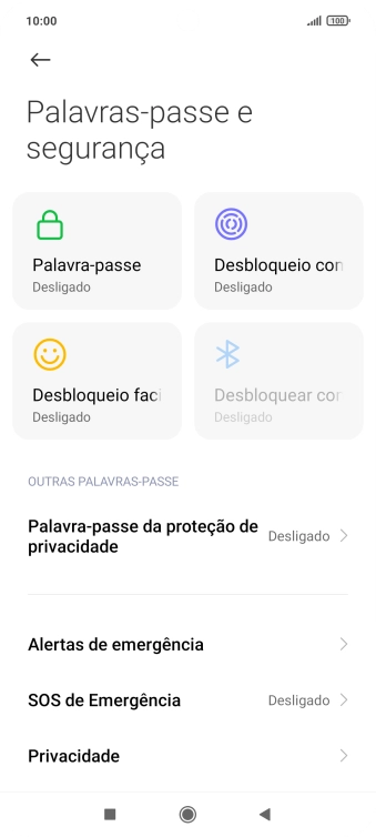 Prima Desbloqueio com impressão digital .