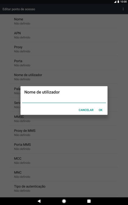 Introduza vodafone e prima OK.