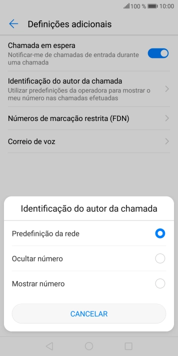 Prima Mostrar número para ativar a visualização do seu número.