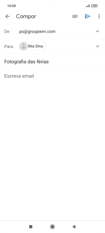 Prima o campo de escrita e escreva o texto do e-mail.
