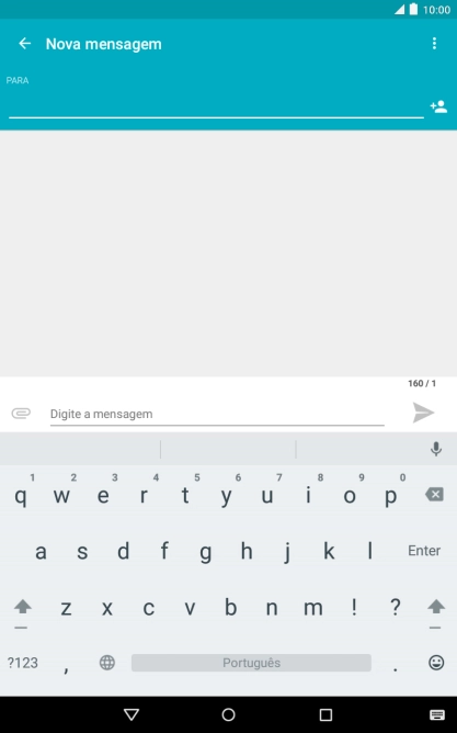 Abra uma nota, mensagem ou e-mail para que o teclado apareça no ecrã e o tablet fique pronto para a escrita de texto.