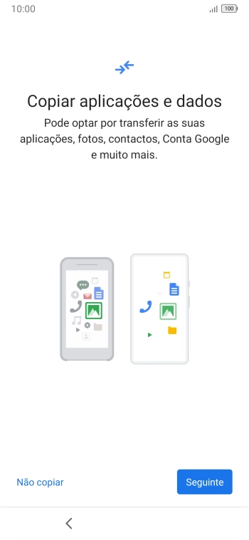É possível transferir conteúdo de outro telefone quando o telefone for ativado antes da primeira utilização e quando o telefone tiver sido reiniciado. Quando esta imagem for mostrada no ecrã, o telefone está pronto para transferir conteúdo de outro telefone.