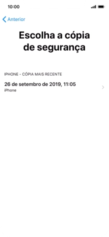 Prima a cópia de segurança pretendida e aguarde enquanto o telefone restaura o conteúdo a partir da cópia de segurança escolhida. Siga as indicações posteriores no ecrã para configurar o telefone de modo que este fique pronto a ser utilizado.