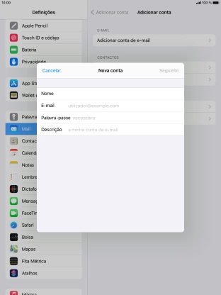 Prima E-mail e introduza o seu endereço de e-mail Vodafone.