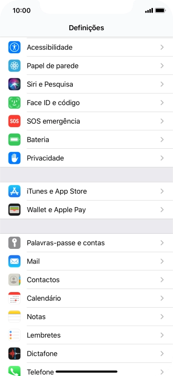 Prima Face ID e código.
