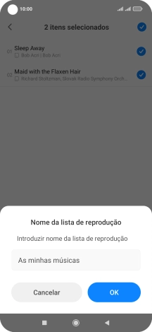 Introduza o nome pretendido para a lista de reprodução e prima OK.