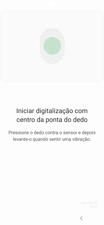 Siga as indicações no ecrã para definir a impressão digital como código de bloqueio.