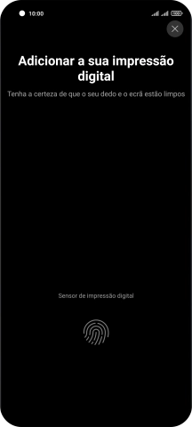 Siga as indicações no ecrã para definir a impressão digital como código de bloqueio.