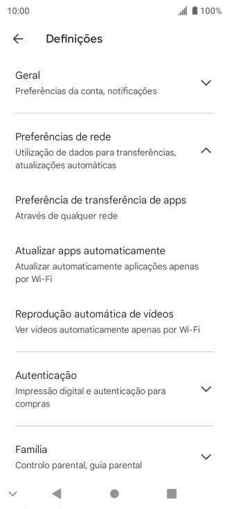 Prima Atualizar apps automaticamente.